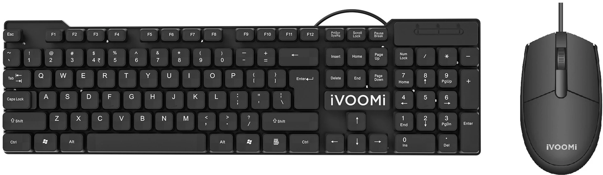 iVoomi Quest Plus Wired Keyboard + Pride Wired Mouse Combo Set (Black)