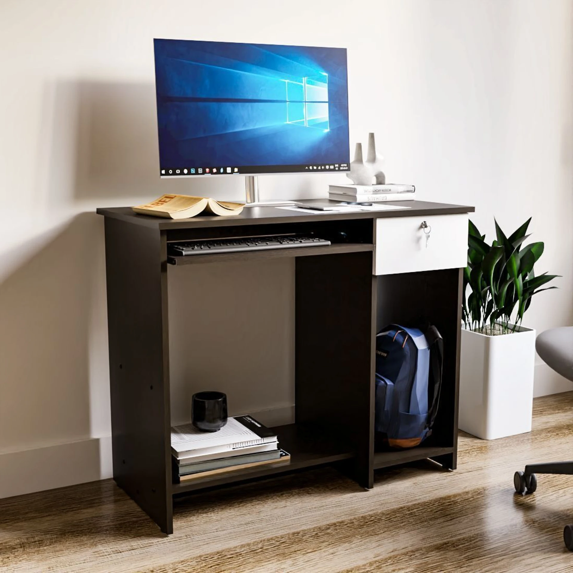 neuspace Star Computer & Laptop Table | WFH Desk | Gaming Table | Engineered Wood Computer Desk (Straight, Finish Color - Wenge, Knock Down)